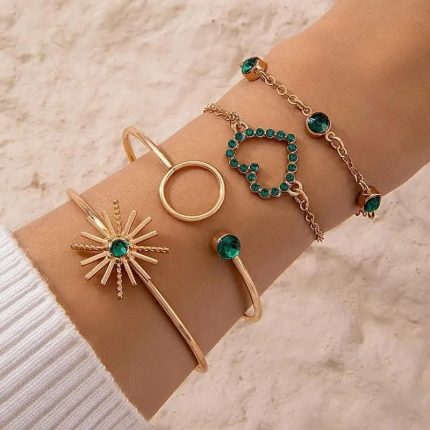 New 4pcs Heart Circle Bracelet Set